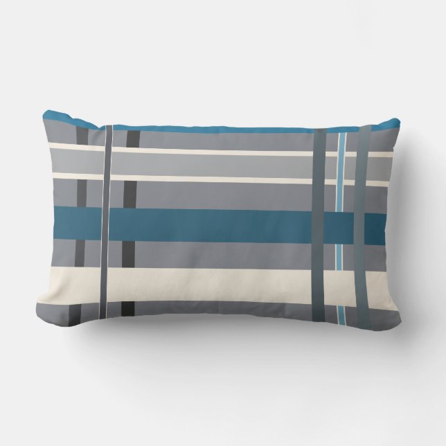 Almofada Lombar Blues e Stripes de Cinza (Frente)
