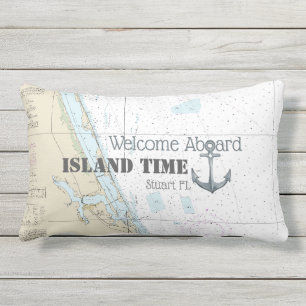 Almofada Lombar Boa vinda a bordo da carta #Nautical do nome do