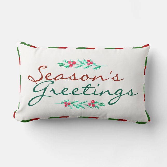 Almofada Lombar Boas-vindas de Natal, Pine e Berries (Frente)