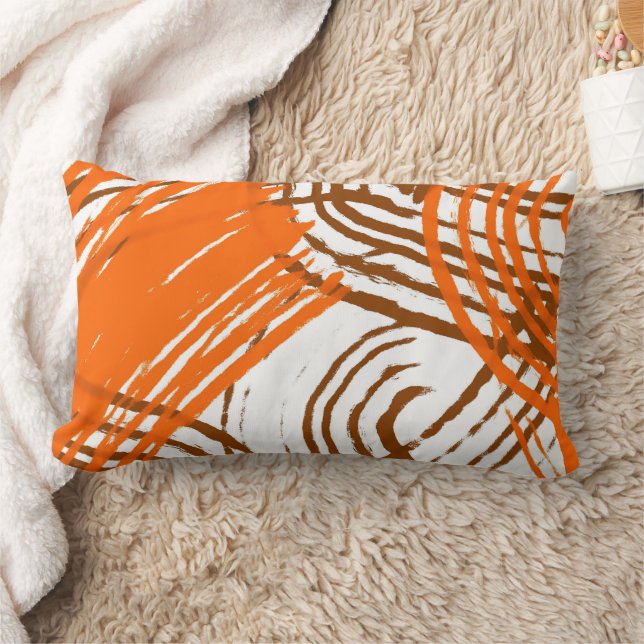 Almofada Lombar Boho Brown, Design Abstrato Laranja (Cobertor)