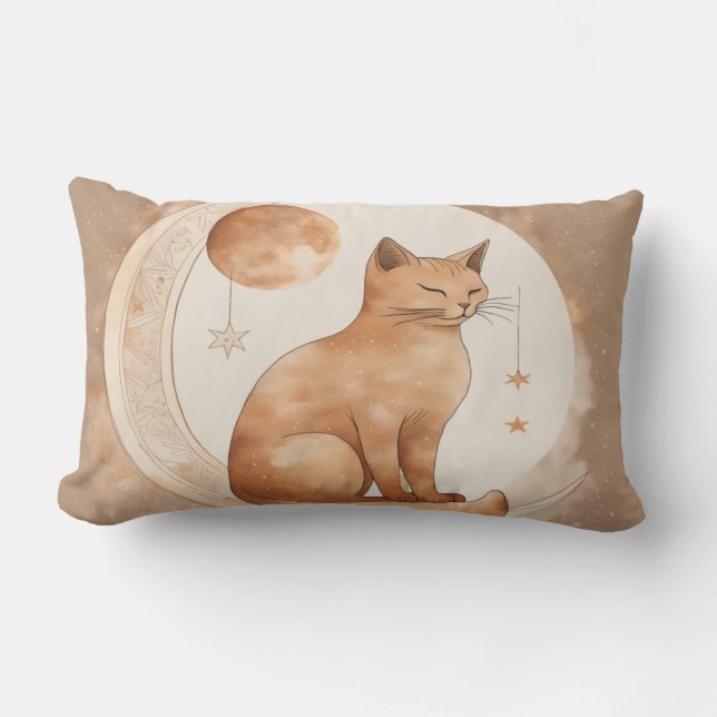 Almofada Lombar Boho Moon Cat Design (Frente)