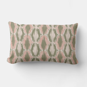 Almofada Lombar Boho Rubor Rosa Oliva Ikat
