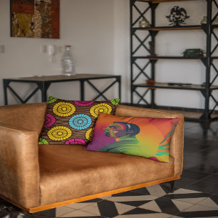 Almofada Lombar Bold Pop Art Afro-Americano com Bloqueios
