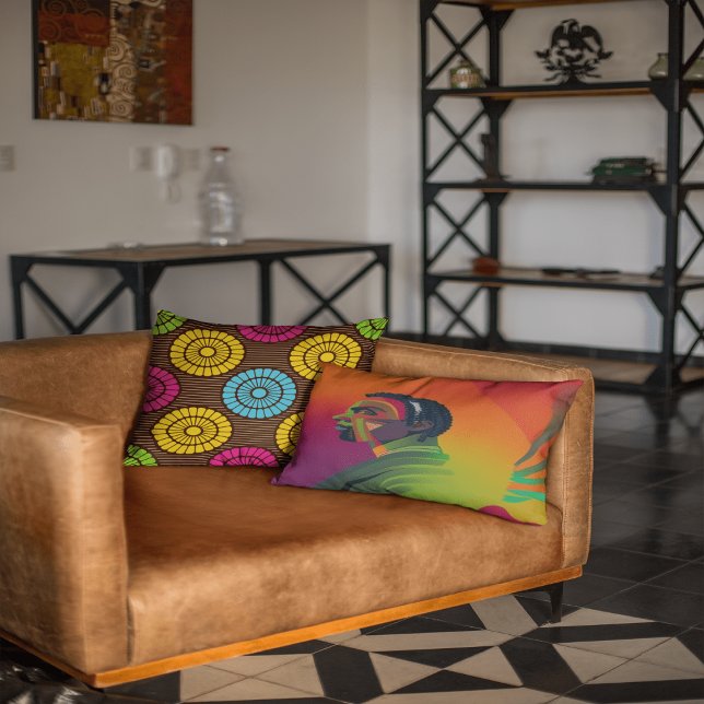 Almofada Lombar Bold Pop Art | Afro-Americano com Bloqueios (Criador carregado)