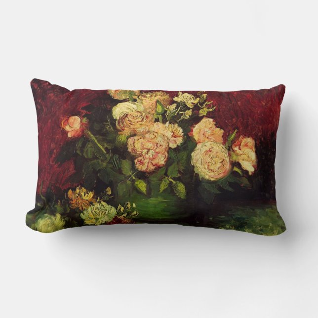 Almofada Lombar Boliche com Peonies e Rosas, Vincent van Gogh (Frente)