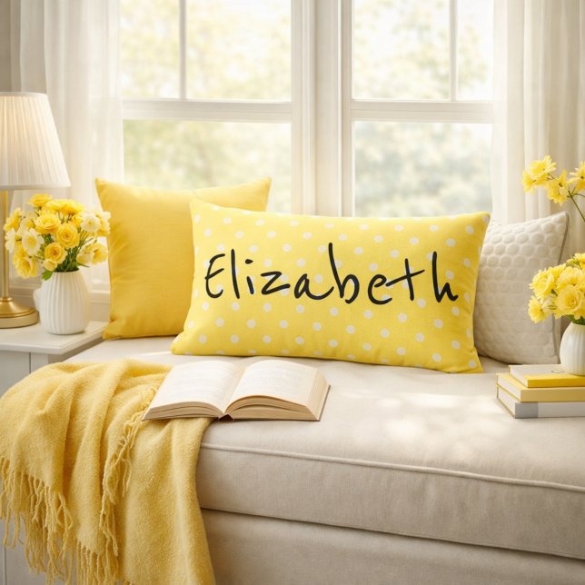 Almofada Lombar Bolinhas Amarelas bonito (Criador carregado)