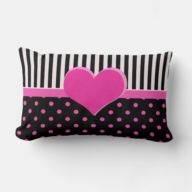 Almofada Lombar Bolinhas bonitas e cor-de-rosa. (Frente)