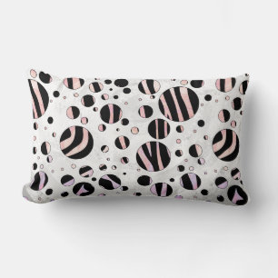 Almofada Lombar Bolinhas de Zebra Pretas e Rosa