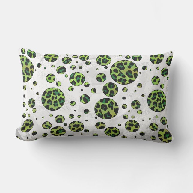 Almofada Lombar Bolinhas Leopardo Preto e Verde (Frente)
