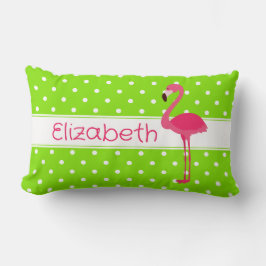 Almofada Lombar Bolinhas rosa e verde Flamingo personalizado