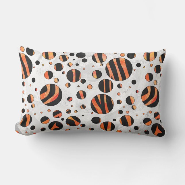Almofada Lombar Bolinhas Zebra Black e Orange (Frente)