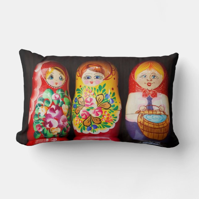 Almofada Lombar Bonecas Coloridas Matryoshka (Frente)