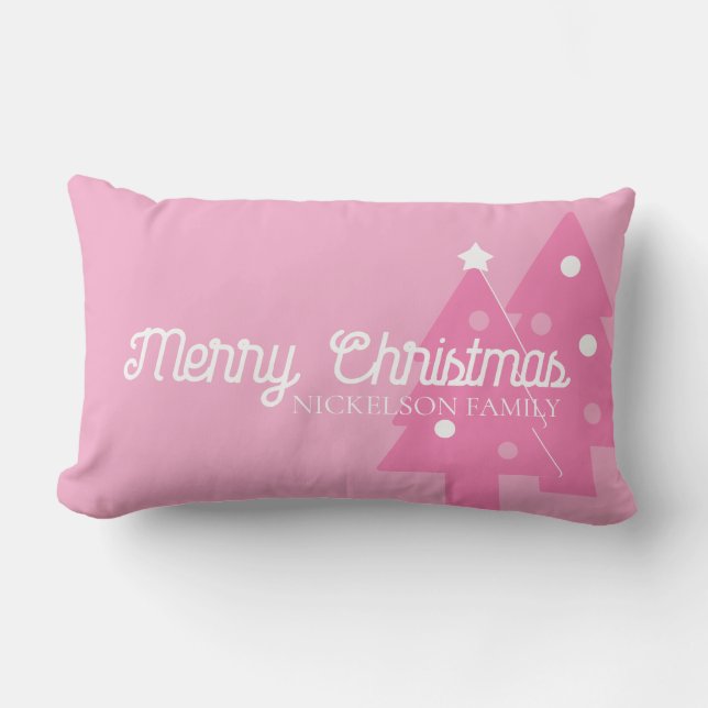Almofada Lombar Bonito a rosa, feliz Natal, adicione texto (Frente)