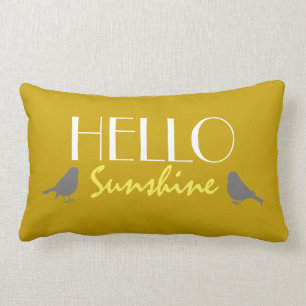 Almofada Lombar Bonito Alô Sunshine Quote Ochre Yellow Cinza Mode