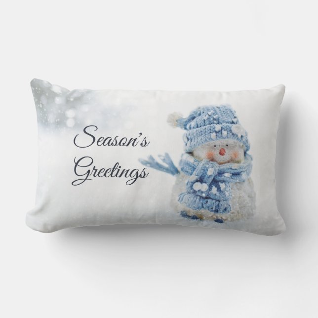 Almofada Lombar Bonito boneco de neve no Natal (Frente)