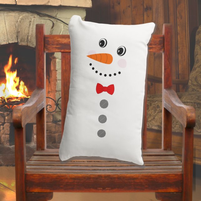 Almofada Lombar Bonito boneco de neve personalizado com Red Bowtie (Criador carregado)