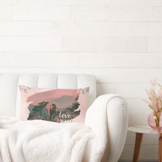 Almofada Lombar Bonito Te Amo Foto Personalizada Para Floral Rosa- (Sofá)