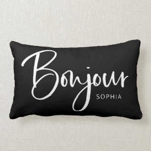Almofada Lombar Bonjour Script francês Elegante e moderno