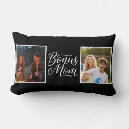 Almofada Lombar Bonus Mom Pretty Cursive Two Photo Black and White