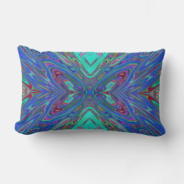 Almofada Lombar Borboleta Abstrata Azul e Vermelha Trippy Retro