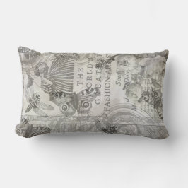 Almofada Lombar Borboleta Botânica Vintage Script Preto e Branco