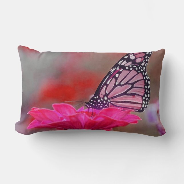 Almofada Lombar Borboleta cor-de-rosa bonito no pillowP (Frente)