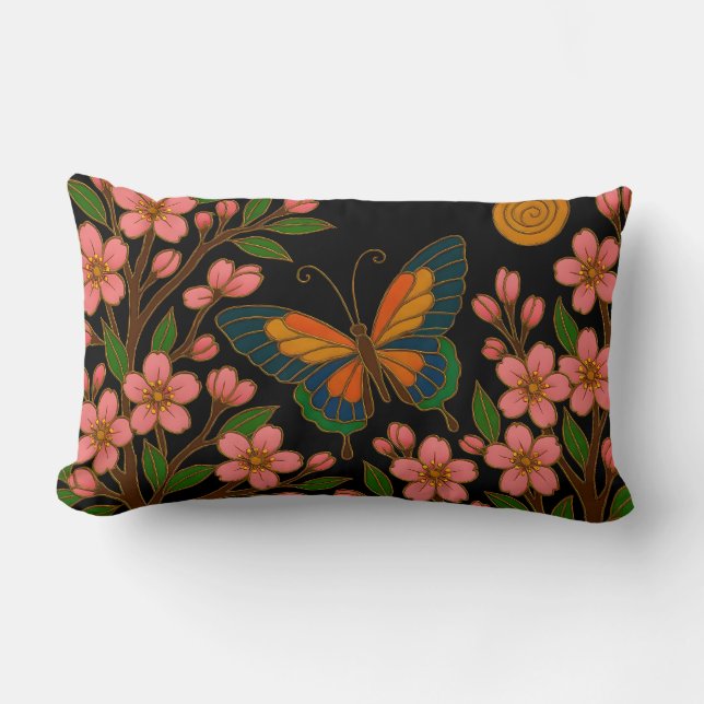 Almofada Lombar Borboleta Flor de Cerejeira Lua (Frente)