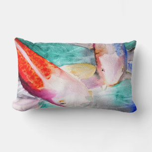 Almofada Lombar Borboleta Koi aquarela Japonês Pasta de Peixes