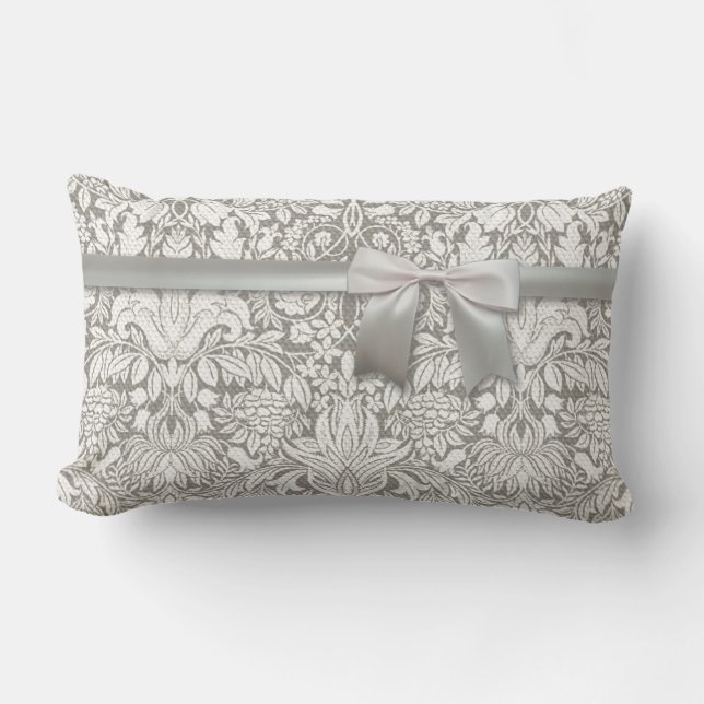 Almofada Lombar borcada de rendas branco elegante (Frente)