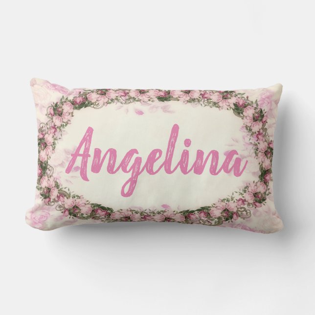 Almofada Lombar Borda Floral - Personalize seu (Frente)