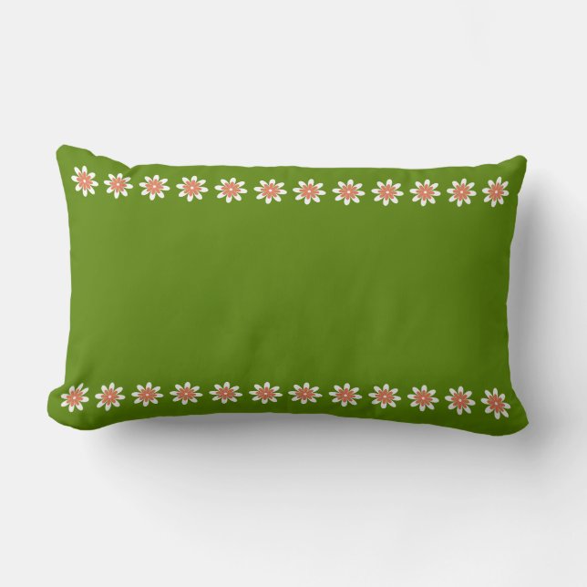 Almofada Lombar Borda Mínima da Flor Retroativa Avocado Verde (Frente)