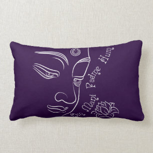 Almofada Lombar Branco do zumbido de Buddha Lotus OM Mani Padme