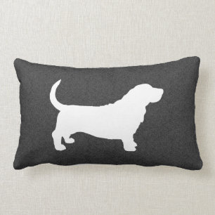 Almofada Lombar Branco e cinza da silhueta de Basset Hound