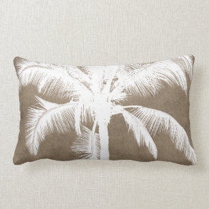 Almofada Lombar Branco tropical havaiano retro da silhueta da