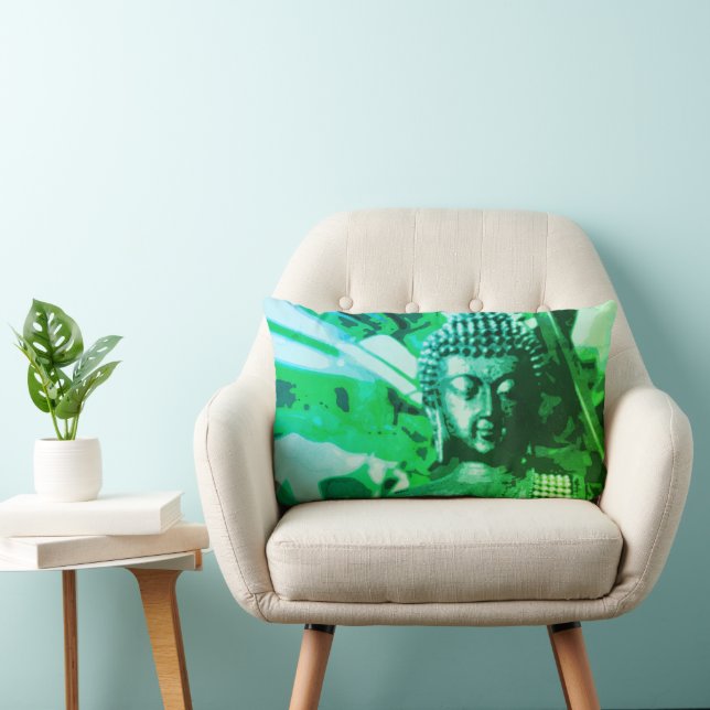 Almofada Lombar Bright Green Ombre Buddha Meditation Zen (Cadeira)