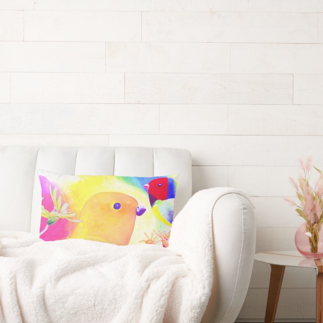Almofada Lombar Bright Tie-Dye Birds (Sofá)