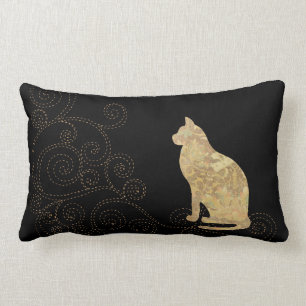 Almofada Lombar Brocade Cat com Stitches Travesseiro