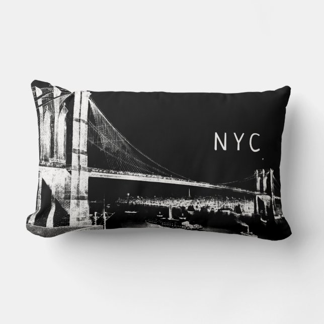 Almofada Lombar Brooklyn Bridge Design | NYC | Preto e branco (Frente)