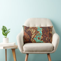Brown Aqua Turquoise Green Geode Art