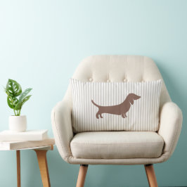 Almofada Lombar Brown Dachshund em Stripes de bege