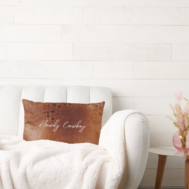 Almofada Lombar Brown Faux Leather (Sofá)