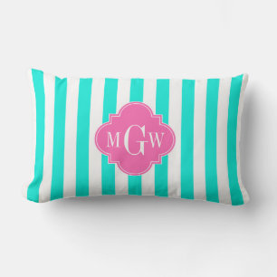 Almofada Lombar Brt Aqua Wt Listra HotPink#2 Quatrefoil 3 Monogram