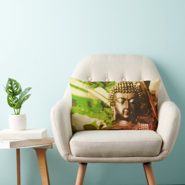 Almofada Lombar Buda de Meditação em Bronze Dourado Zen (Cadeira)