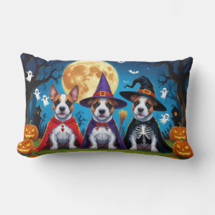 Almofada Lombar Bull Terrier Cachorros Pumpkin Halloween Engraçado