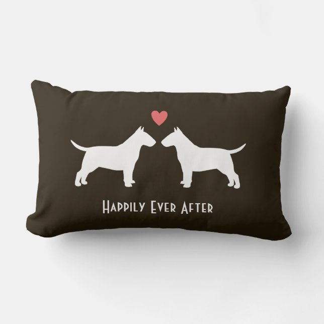 Almofada Lombar Bull Terriers Cães de Casamento com Texto (Frente)