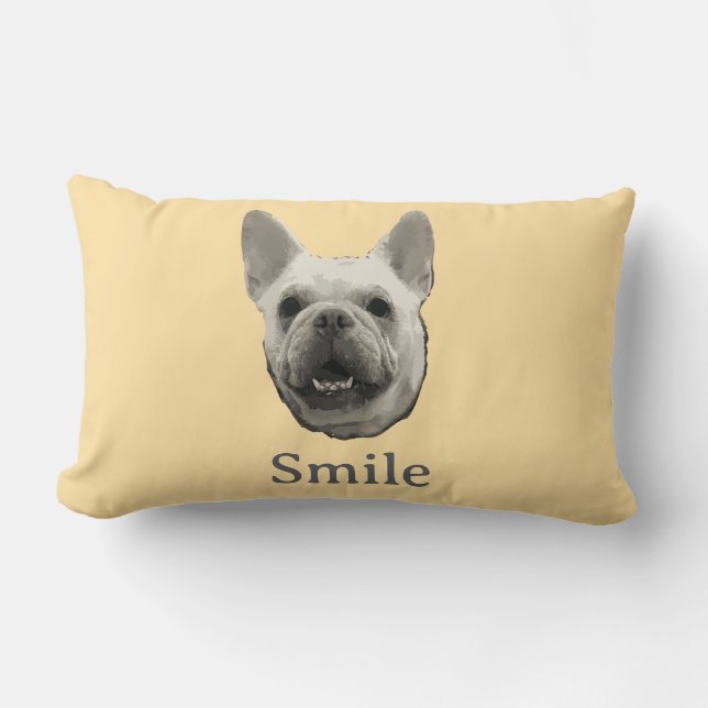 Almofada Lombar Bulldog Francês Sorriso Bege (Frente)