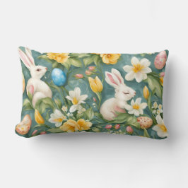 Almofada Lombar Bunnies, Flores de primavera e Ovos de Páscoa. Pin