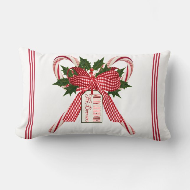 Almofada Lombar Buquê de Candy Cane Merry Christmas (Frente)