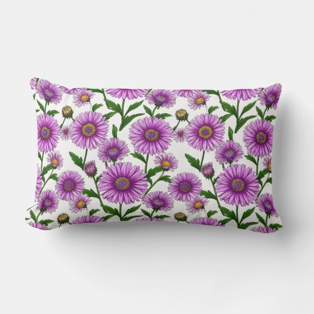 Almofada Lombar Buquê de Crisântemo Roxo Vibrante (Frente)