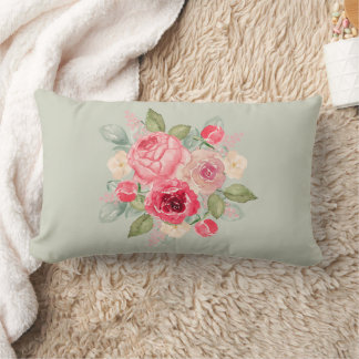 Almofada Lombar Buquê de Rosas Rosa Pintadas